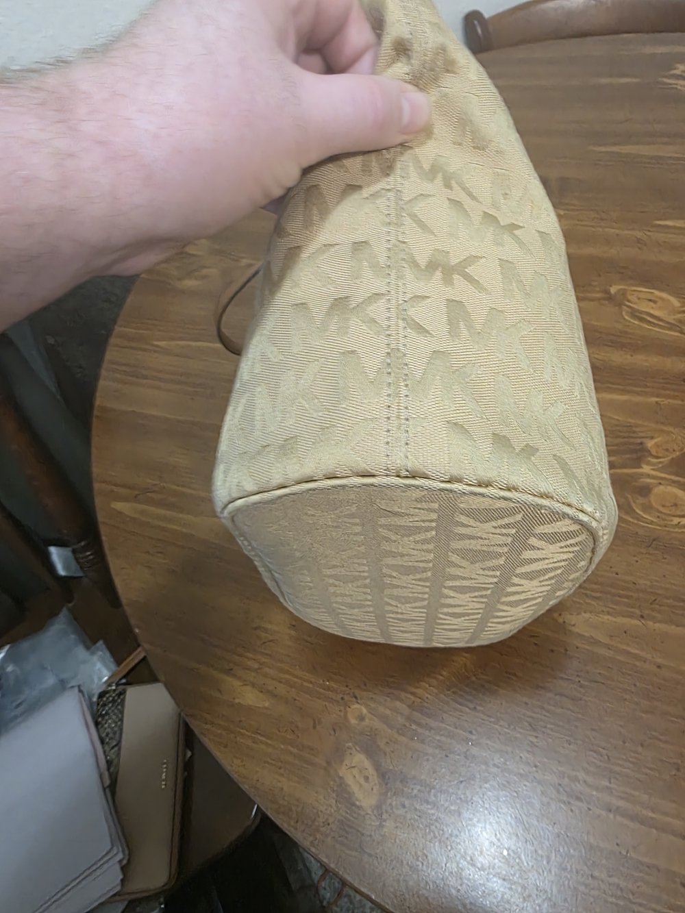 Michael Kors Beige/Tan MK Monogram Tote - Picture 4 of 12